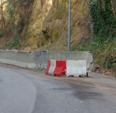 Frana a Covignano, strada chiusa per lavori
