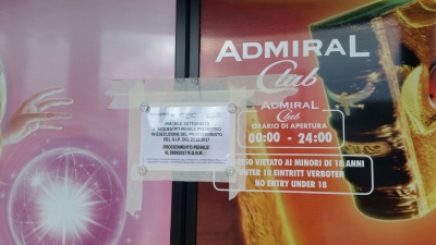 Sala scommesse, sequestrata la Admiral club di via Italia