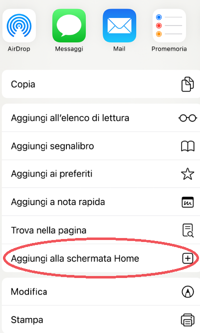 come aggiungere buongiornorimini a schermata home per iphone